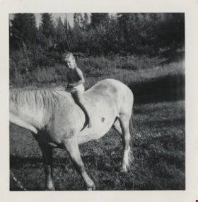 Rhonda on horseback, July 1957 thumbnail