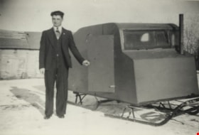 John Yanko next to his cutter sleigh, [1943 or 1944] (date of original) thumbnail