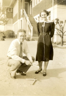 Tommy Sanderson and Mabel Young at Burnaby South High School, June 1938 thumbnail