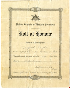 Honour roll certificate, 23 Jun. 1921 thumbnail