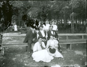 Group on a park bench, [190-] thumbnail