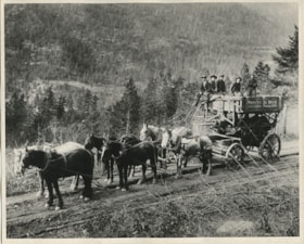 Horse-drawn wagon carrying labourers, [1910] (date of original), copied [1972] thumbnail