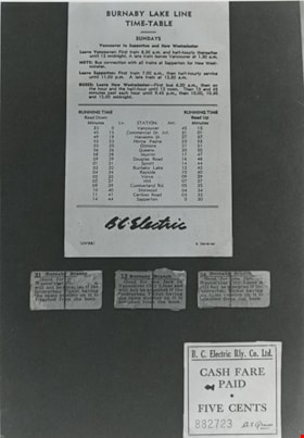 Burnaby Lake line timetable, [before 1953] thumbnail