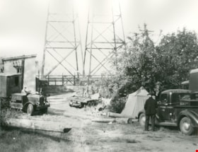 Electric power transmission tower construction, [194-?] (date of original), copied 1976 thumbnail