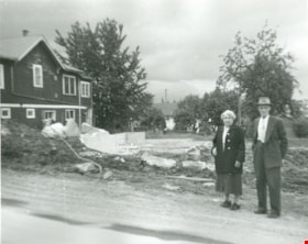 Standing at the site of a house, [194-] (date of original), copied 1976 thumbnail
