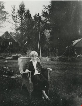 Elderly woman in a wicker chair, [192-?] (date of original), copied 1977 thumbnail