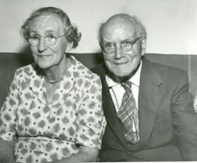 Mr. and Mrs. Edward Wray at 60th wedding anniversary, [1957] thumbnail