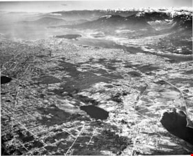 Aerial view of Vancouver, North Vancouver and West Vancouver, [195-] (date of orignal), copied 1985 thumbnail