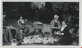Three women and man at picnic, [between 1930 and 1945] thumbnail