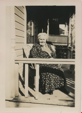 Elderly woman on the porch, [193-] thumbnail