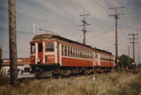 Trams near Brighouse Station, [195-?] thumbnail