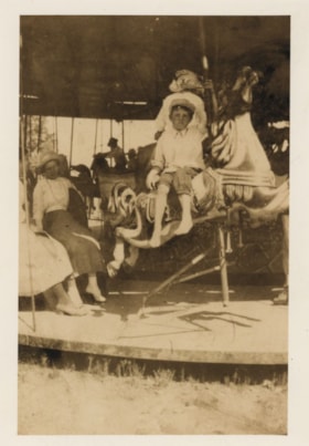 Leon Leggett on a carousel, [between 1900 and 1919] (date of original), copied [1993] thumbnail