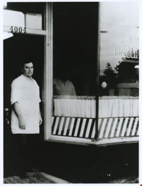 Ernie Tillack at McKay Barber Shop, [1938 or 1939] (date of original) thumbnail