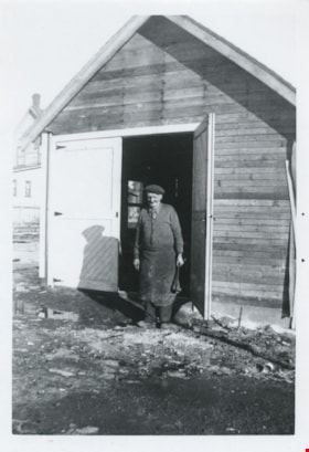 John Burkman at his blacksmith shop, [193-] thumbnail