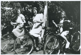 Cice Chandler and Shirley Wray on bicycles, [1941] (date of original), copied [1999] thumbnail