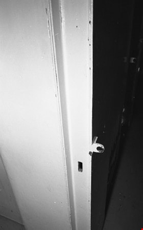 Inside view of door frame with locking slot, 1991 thumbnail