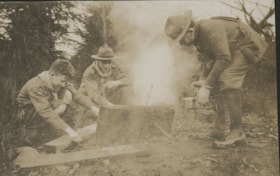 Boy Scouts at campfire, [192-] thumbnail