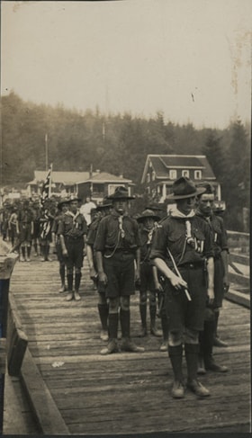 Boy Scouts on dock, Aug. 1925 thumbnail