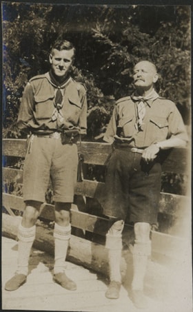 Boy Scout leaders on bridge, Aug. 1926 thumbnail