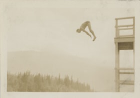 Crichton Hawkshaw diving into Cultus Lake, [1936] thumbnail