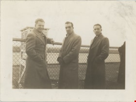 Ken Penny, Gordon Hutton and Vern Sinclair at Winnipeg Airport, Nov. 1937 thumbnail