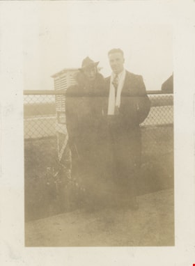 Ivy and Crichton Hawkshaw outside Winnipeg Airport, Nov. 1937 thumbnail