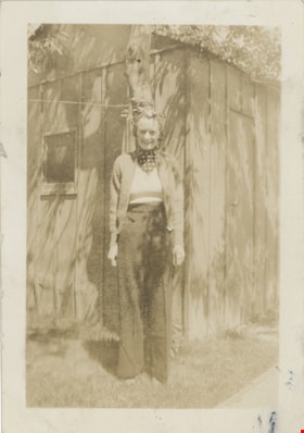 Ivy Hawkshaw in front of building, [1937] thumbnail