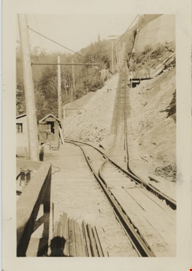 Railway track at Britannia mine, 1938 thumbnail