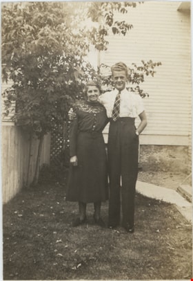 Mrs. Hughes and Alan Hughes, Sept. 1938 thumbnail