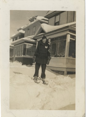 Ivy Hawkshaw in snow shoes, [Feb. 1939] thumbnail