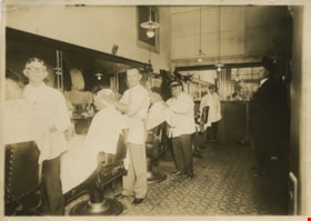 Barbershop interior, [193-] thumbnail