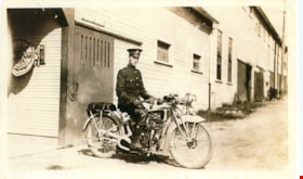 Robert Henderson on motorcycle, [1917] thumbnail
