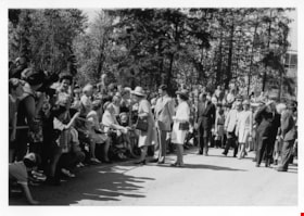 Queen Elizabeth II, Prince Philip and officials during Royal visit to Burnaby Municipal Hall, 7 May 1971 thumbnail