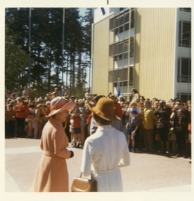 Queen Elizabeth II during royal visit to Burnaby Municipal Hall, 7 May 1971 thumbnail