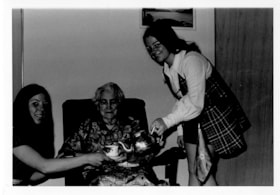 Jensine Andersen receiving tea from Job's Daughters, 16 May 1971 thumbnail