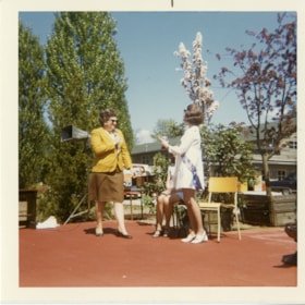 Rose Bancroft with rhodendron queen, 15 May 1971 thumbnail