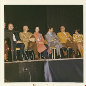 Dignitaries and presenters onstage at Burnaby Rhododendron Festival, May 1971 thumbnail
