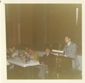 Acting-Mayor Hugh Ladner speaking at Burnaby Centennial pioneer event, 9 May 1971 thumbnail