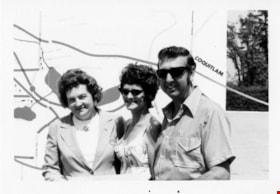 Rose Bancroft with visitors and map, 1971 thumbnail