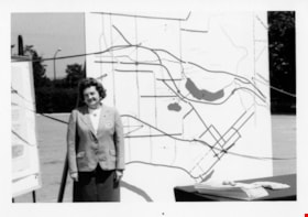 Rose Bancroft with Burnaby map, 1971 thumbnail