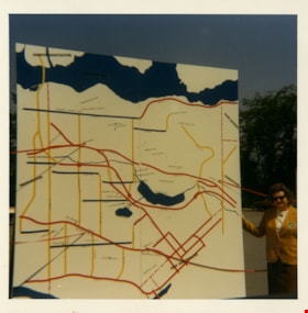 Rose Bancroft with map of Burnaby, 1971 thumbnail