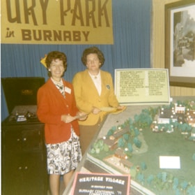 Women with Heritage Village display, [August 1971] thumbnail