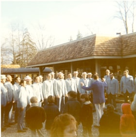 Choir singing at Heritage Village, [November 1971] thumbnail