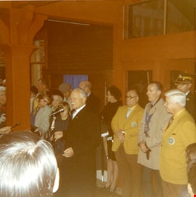 Governor General Roland Michener and officials at Heritage Village opening, 19 November 1971 thumbnail