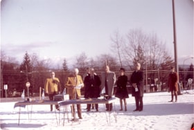 Burnaby Centennial '71 New Year's Day ceremony outside of Burnaby Municipal Hall, 1 Jan 1971 thumbnail
