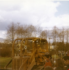 Mayor Robert Prittie operating caterpillar at Heritage Village sod-turning, 11 April 1971 thumbnail