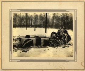 Coffin with flag and wreaths
, [191-] thumbnail