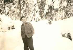 Jack McGeachie standing in snow, [between 1939 and 1949] (date of orignals), copied 2008 thumbnail