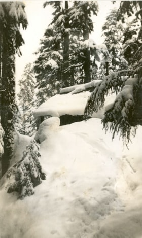 Snow covered cabin on Mount Seymour, [between 1939 and 1949] (date of orignals), copied 2008 thumbnail