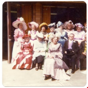 A group of people in costumes posing in front of a building., 1978 thumbnail
